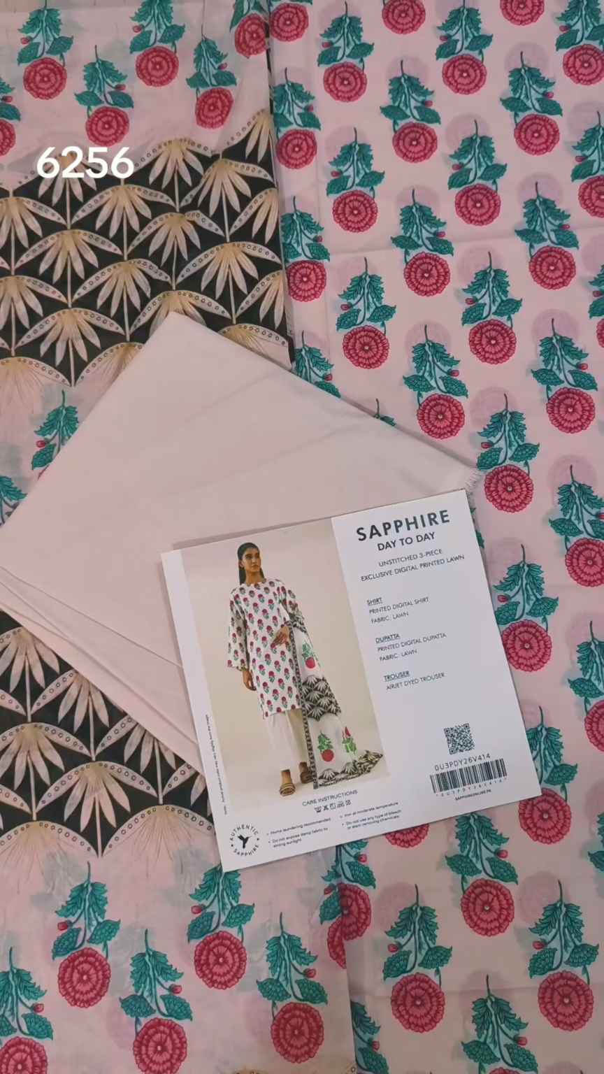 Sale Sale M-6256  Branded (Sapphire ) 3 Pc Lawn suit with packing