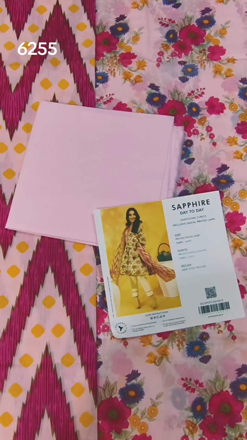 Sale Sale M-6255  Branded (Sapphire ) 3 Pc Lawn suit with packing