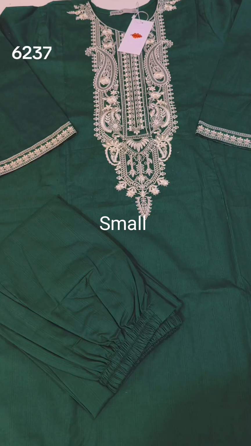 🥳 Sale Sale M-6237   (Khaadi) Brand, Women Stitch Embroidery ⛱️ Summer Lawn Shirt & Shalwar 2pc. (Women Small Size (Length 38 & Chest 20)