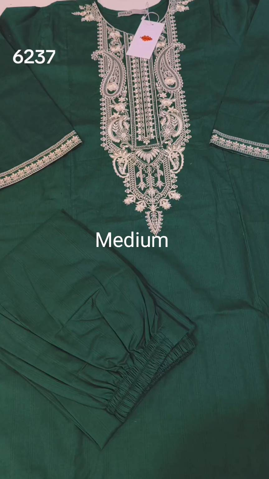 🥳 Sale Sale M-6237   (Khaadi) Brand, Women Stitch Embroidery ⛱️ Summer Lawn Shirt & Shalwar 2pc.   (Women Medium Size (Length 38.5 & Chest 21)