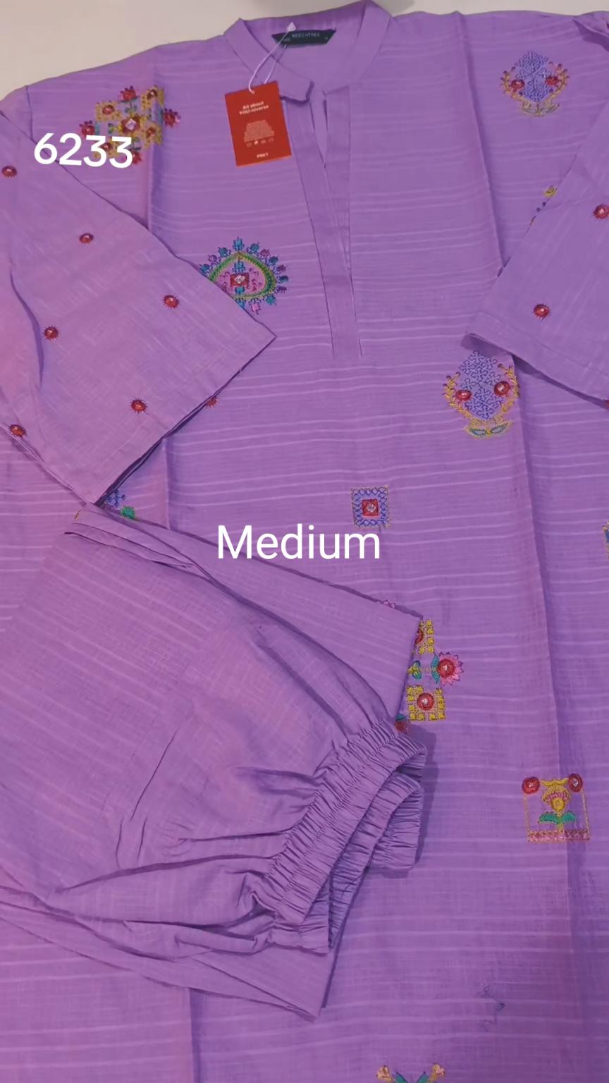 🥳 Sale Sale M-6233  (Beechtree) Brand, Women Stitch Embroidery ⛱️ Summer Lawn Shirt & Shalwar 2pc.  (Women Medium Size (Length 38.5 & Chest 21)