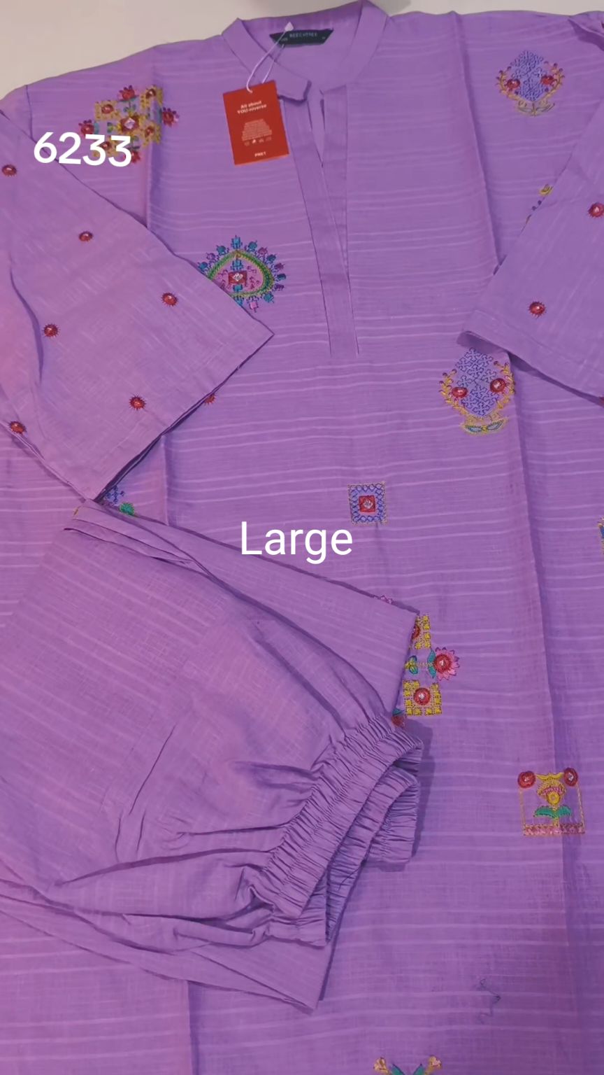 🥳 Sale Sale M-6233  (Beechtree) Brand, Women Stitch Embroidery ⛱️ Summer Lawn Shirt & Shalwar 2pc.  (Women Large Size (Length 39.5 & Chest 22)