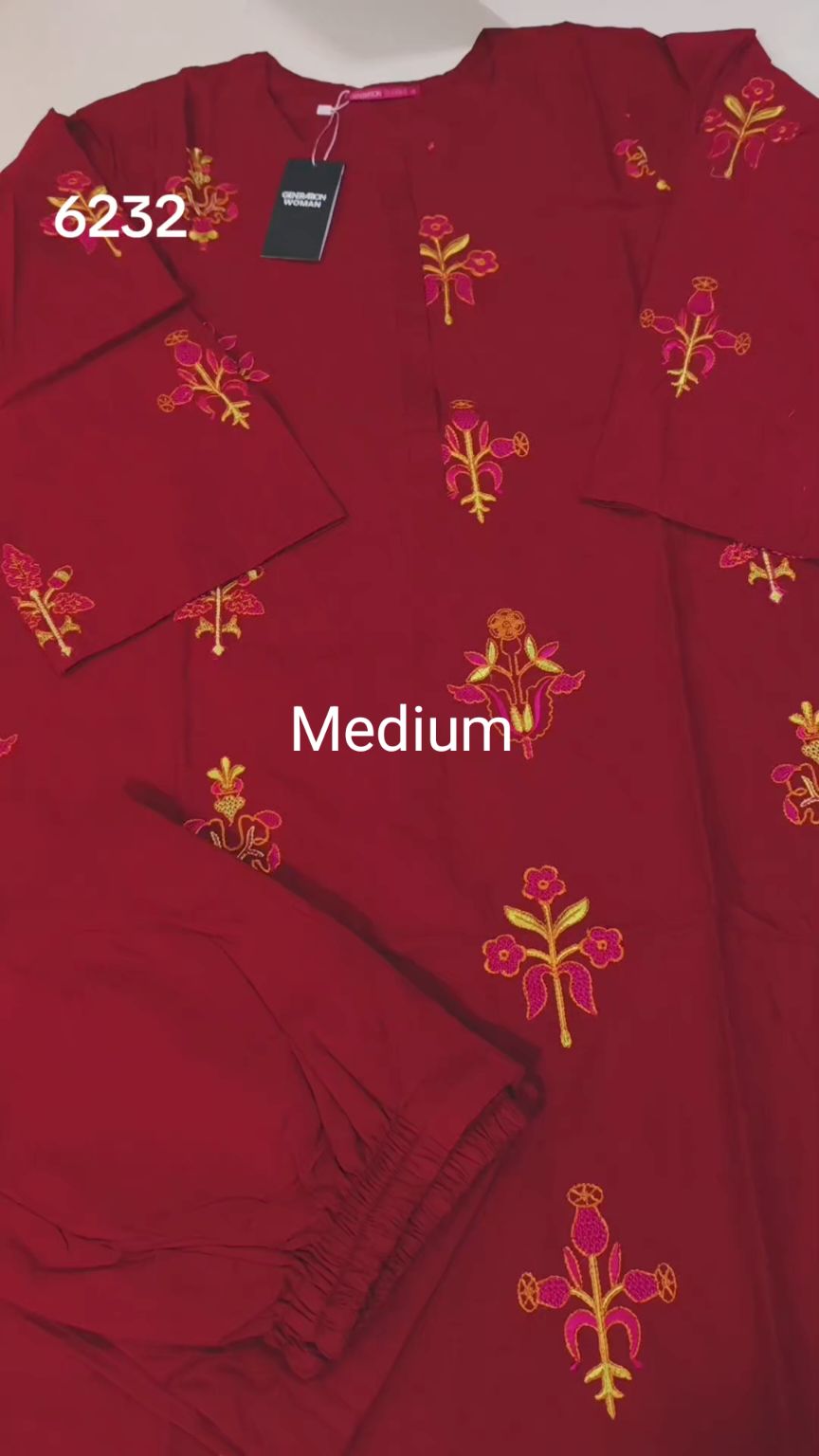 🥳 Sale Sale M-6232  (Generation) Brand, Women Stitch Embroidery ⛱️ Summer Lawn Shirt & Shalwar 2pc.    (Women Medium Size (Length 38.5 & Chest 21)