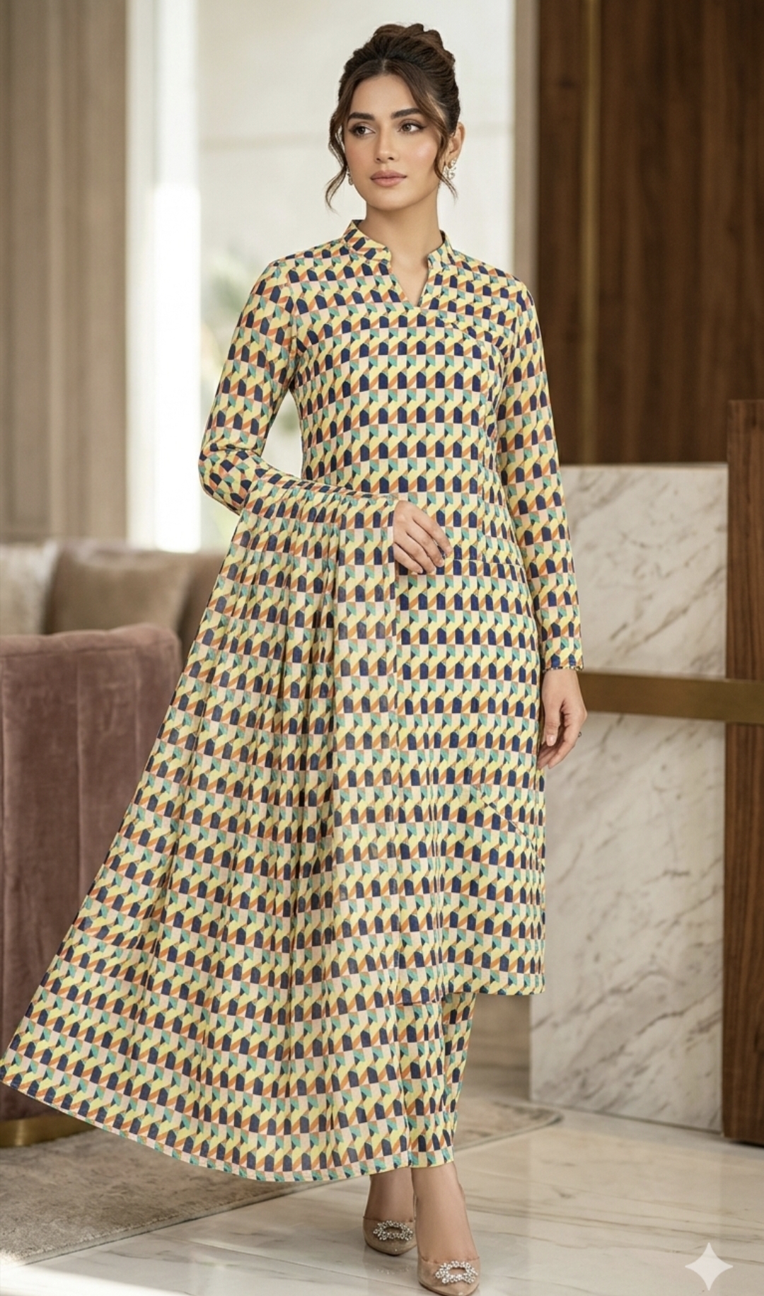 Duppta & Shirt 🥳 Sale Sale M-1325   imported Digital Korean Saffon Shirt & Duppta 2pc