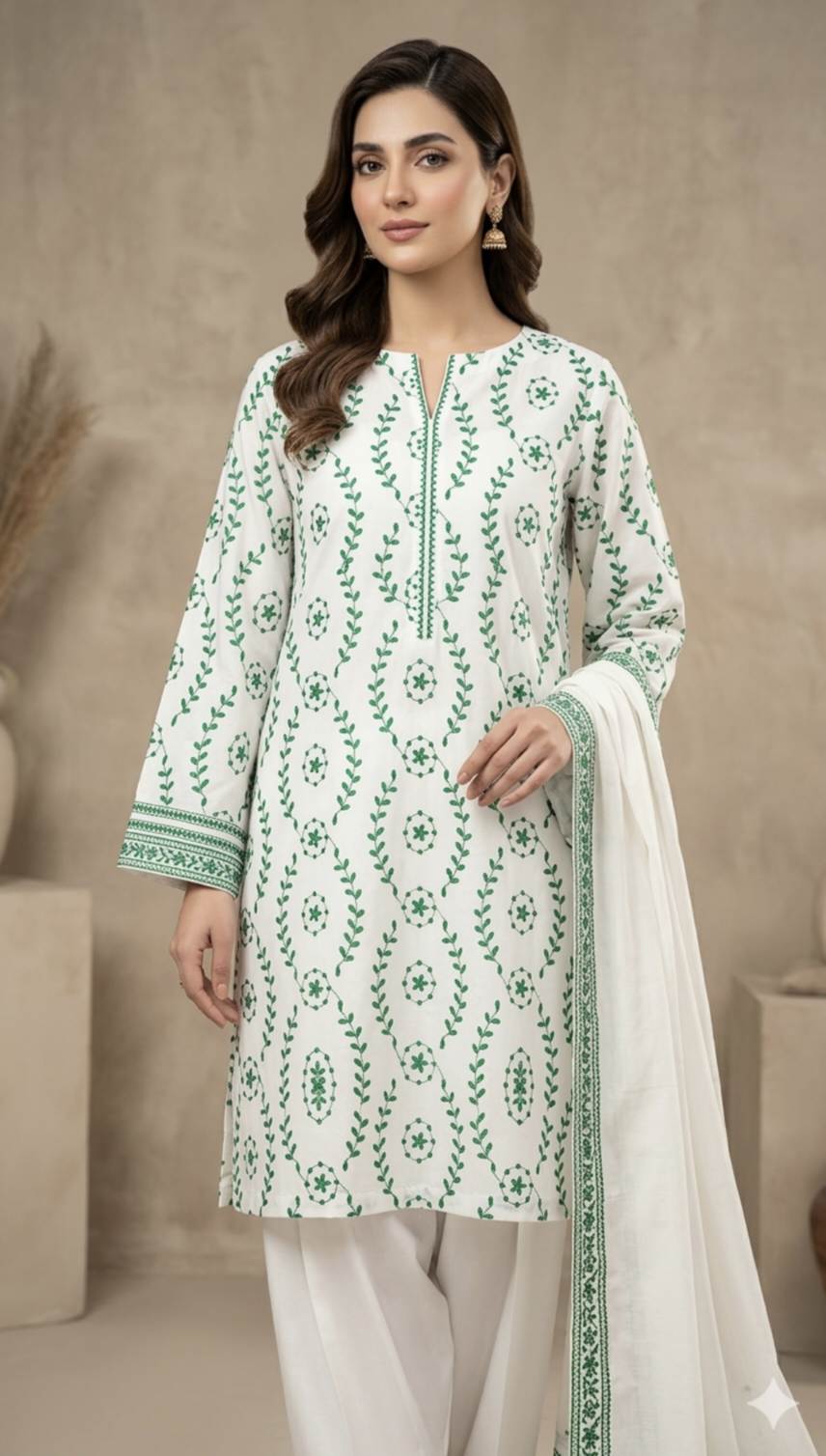 🥳 Sale Sale M-1339  Imported Most Luxurious 3-D embroidery Pure summer  🏝️ Lawn Shirt