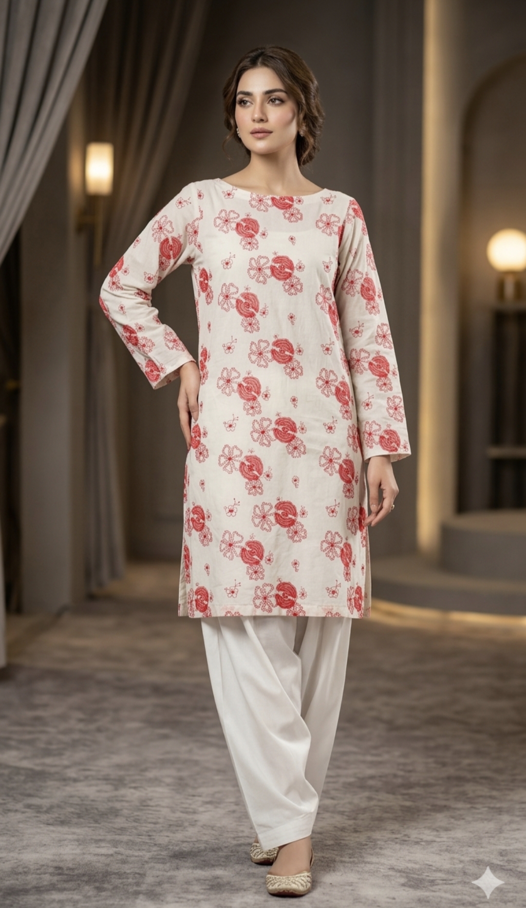 🥳 Sale Sale M-1338  Imported Most Luxurious 3-D embroidery Pure summer  🏝️ Lawn Shirt