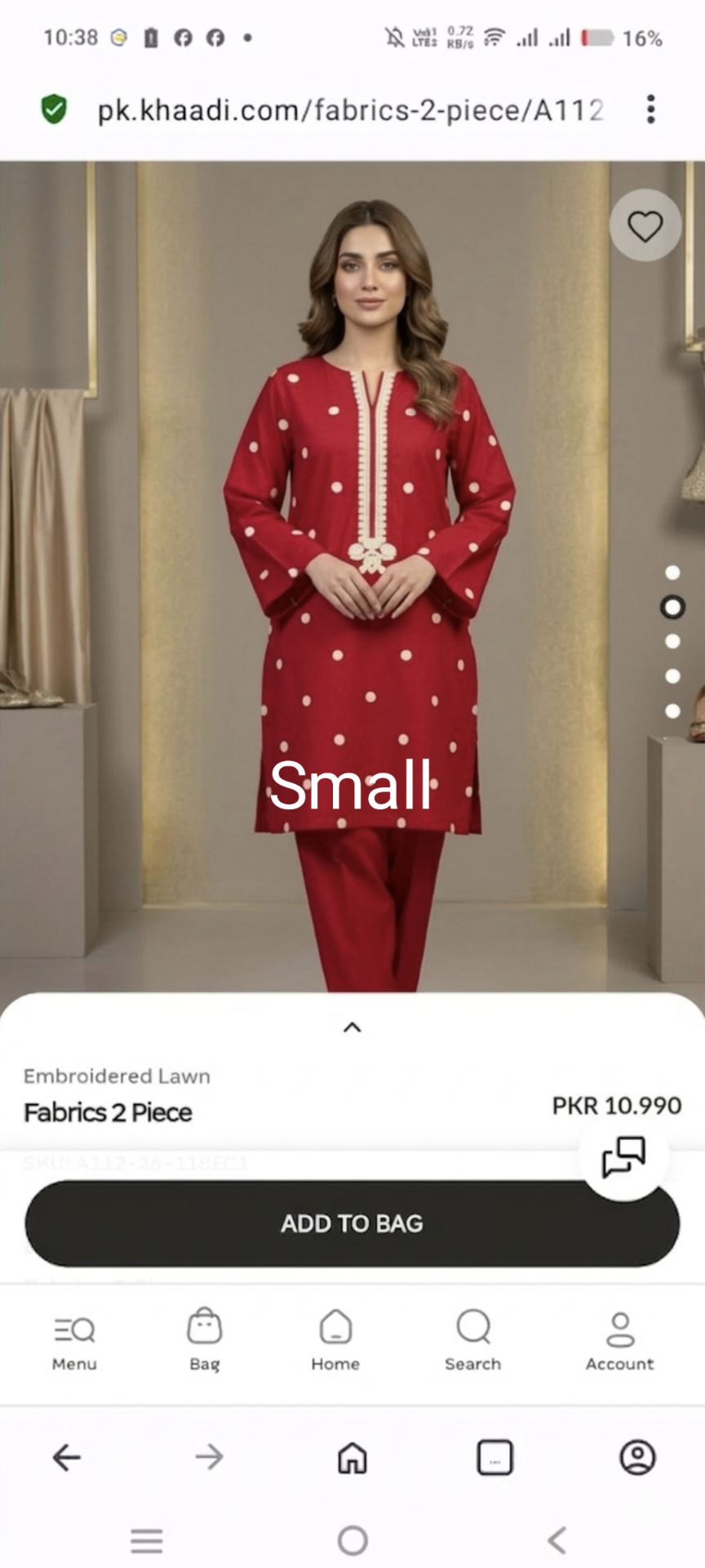 🥳 Sale Sale M-6264  (Khaadi) Brand, Women Stitch Embroidery ⛱️ Summer Lawn Shirt & Shalwar 2pc.  (Women Small Size (Length 38 & Chest 20)