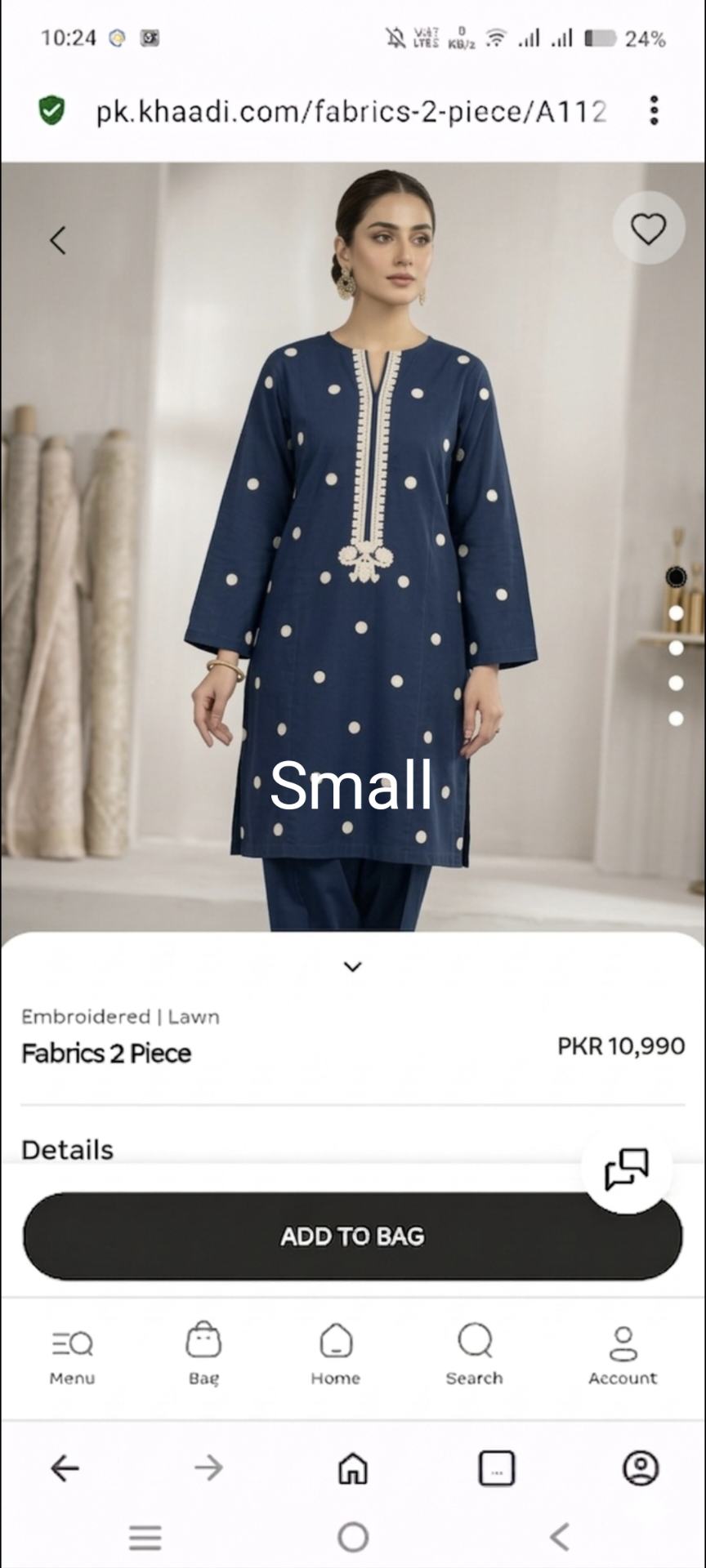 🥳 Sale Sale M-6263  (Khaadi) Brand, Women Stitch Embroidery ⛱️ Summer Lawn Shirt & Shalwar 2pc.   (Women Small Size (Length 38 & Chest 20)