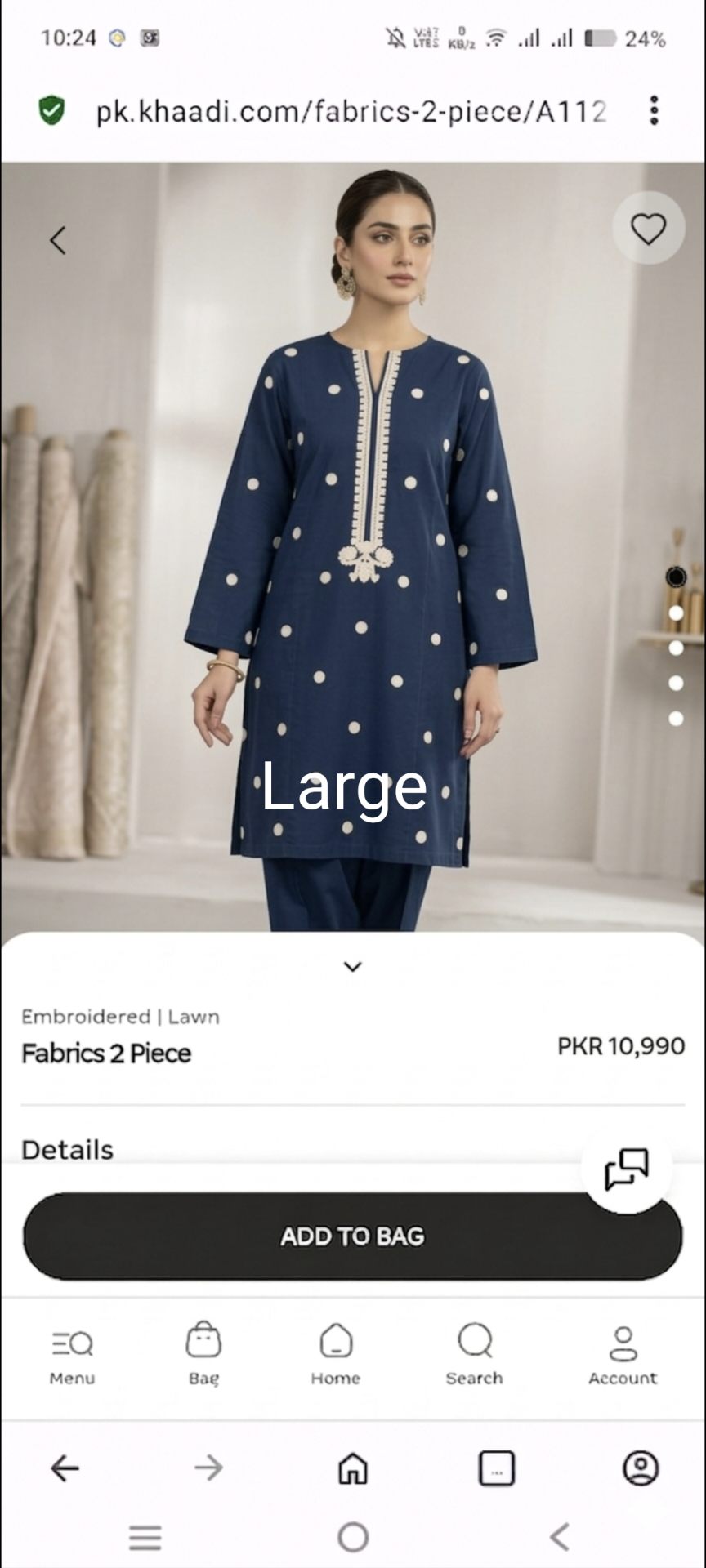 🥳 Sale Sale M-6263  (Khaadi) Brand, Women Stitch Embroidery ⛱️ Summer Lawn Shirt & Shalwar 2pc.  (Women Large Size (Length 39.5 & Chest 22)