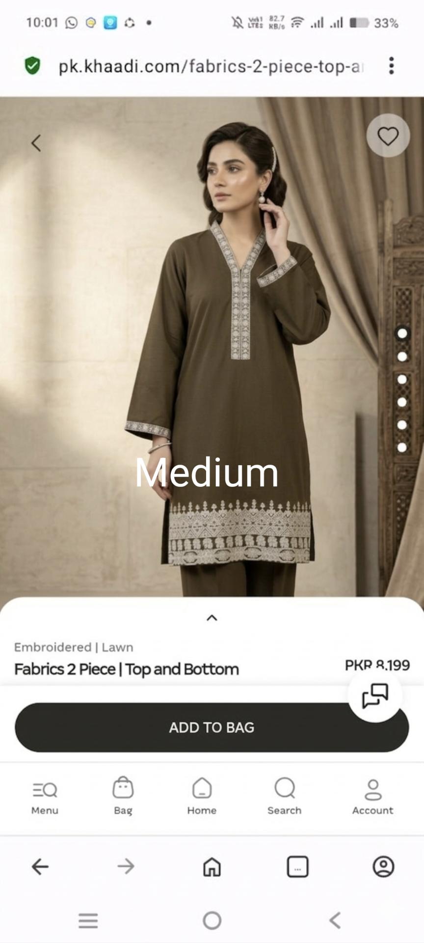 🥳 Sale Sale M-6262  (Khaadi) Brand, Women Stitch Embroidery ⛱️ Summer Lawn Shirt & Shalwar 2pc.     (Women Medium Size (Length 38.5 & Chest 21)