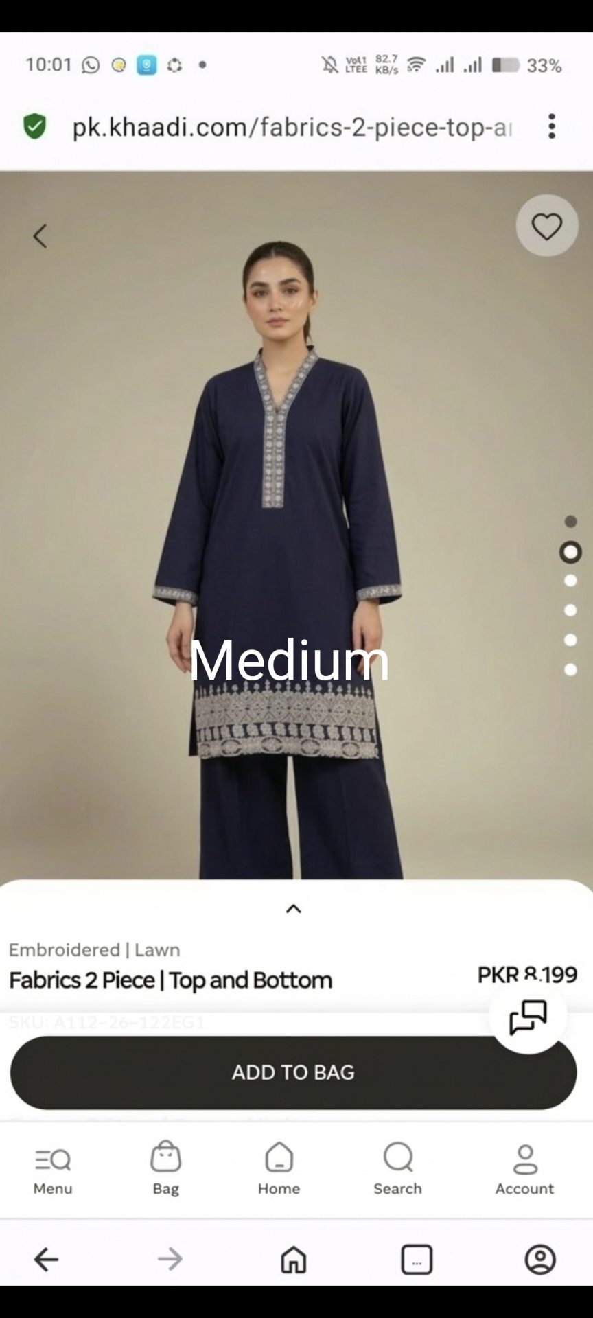 🥳 Sale Sale M-6261  (Khaadi) Brand, Women Stitch Embroidery ⛱️ Summer Lawn Shirt & Shalwar 2pc.      (Women Medium Size (Length 38.5 & Chest 21)