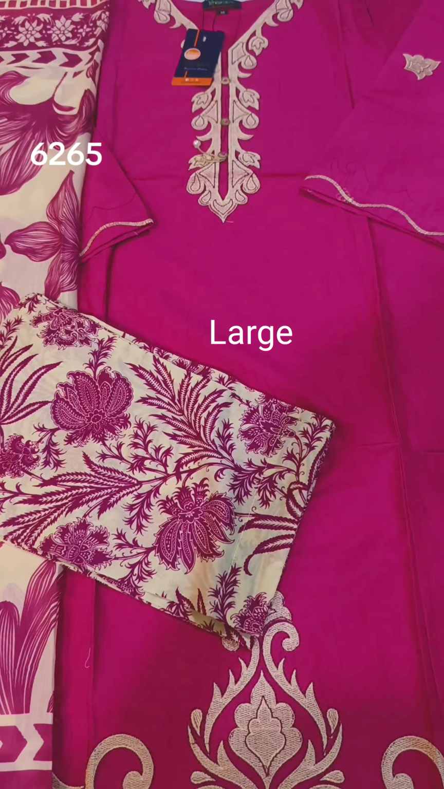 3pc🥳 Biggest Sale M-6265  Branded Khanam Brand 3-D embroidery Stitch Lawn Duppta+ Embroidery Kameez & Shalwar 3pc suit.      (Women Large Size (Length 39.5 & Chest 22)