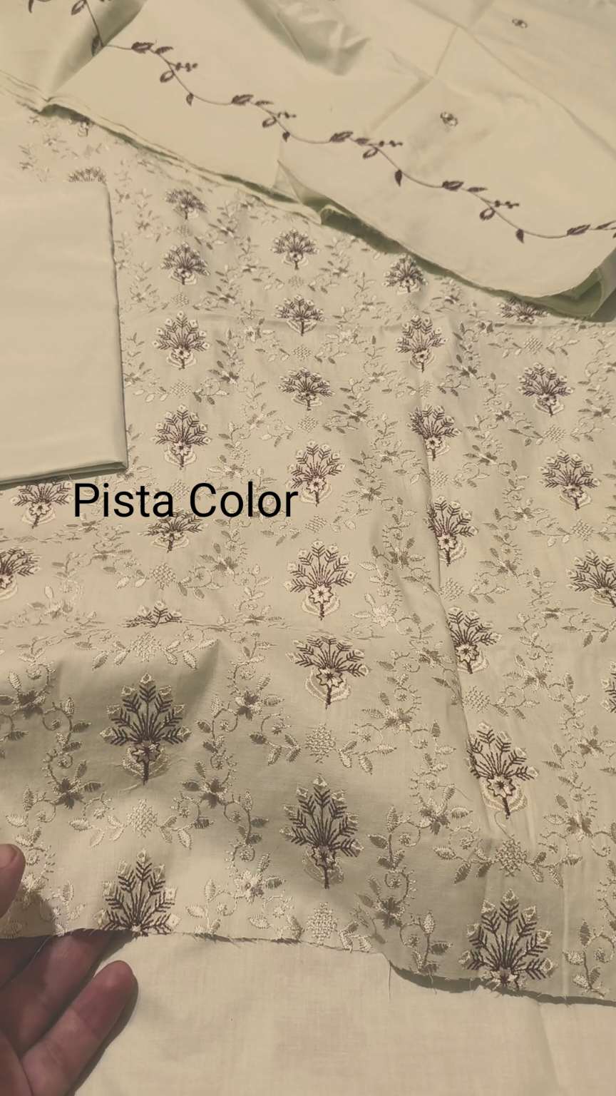 3pc suit M-223  Pista Color Imported Embroidery Pure Summer Lawn Shirt+ Duppta+ Truzer 3pc suit