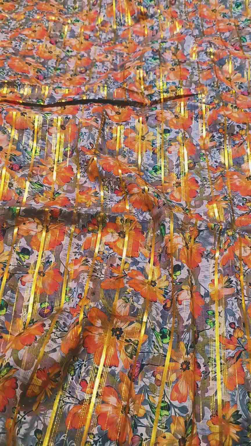 M-325  New arrivals Imported Digital Double Gold Zaree Line Pure Summer ⛱️ Lawn Same print Shirt & Truzer 2pc