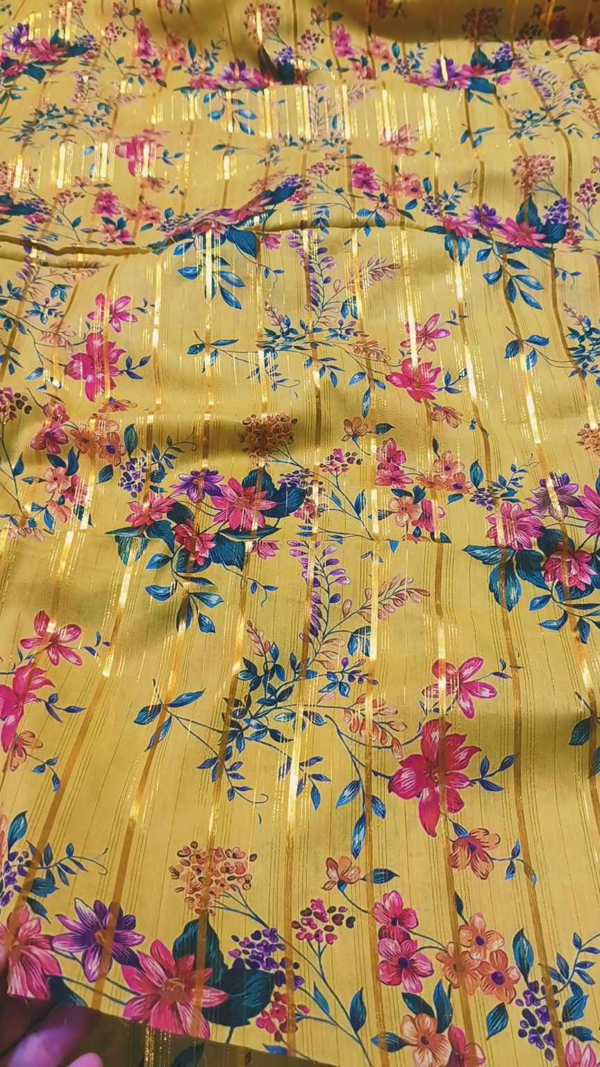 M-319  New arrivals Imported Digital Double Gold Zaree Line Pure Summer ⛱️ Lawn Same print Shirt & Truzer 2pc