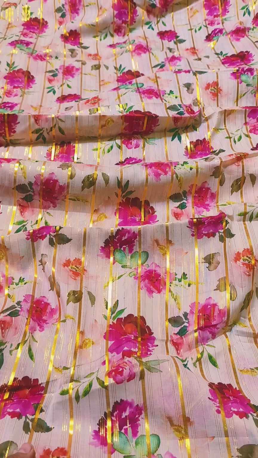 M-318  New arrivals Imported Digital Double Gold Zaree Line Pure Summer ⛱️ Lawn Same print Shirt & Truzer 2pc