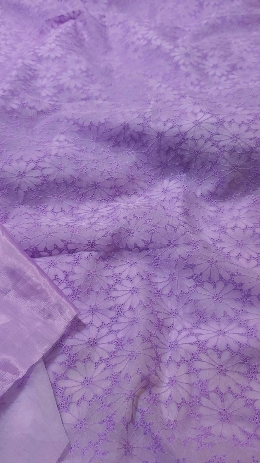 M-308 Imported Luxury Chickenkari Embroidery In high quality tissue organza ⛱️ Stuff shirt & Kattan Silk inner with Truzer 2pc