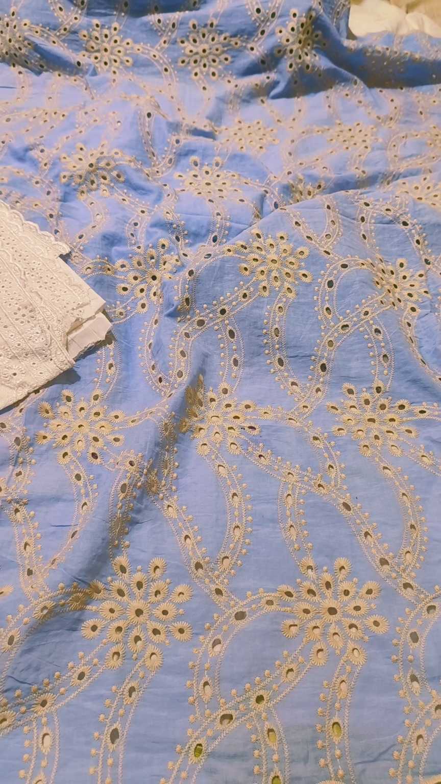 M-396  Imported Shiffli chickenkari Jall Shirt & Cotton Lawn chickenkari Truzer 2pc -