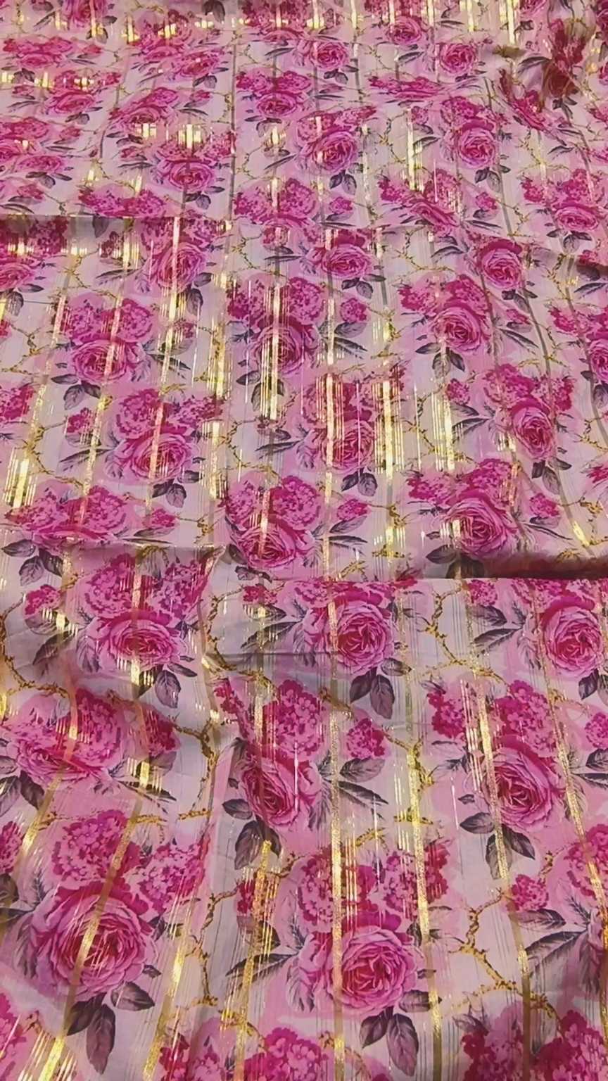 M-387  New arrivals Imported Digital Double Gold Zaree Line Pure Summer ⛱️ Lawn Same print Shirt & Truzer