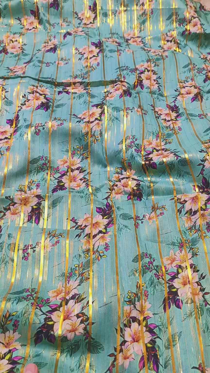M-382  New arrivals Imported Digital Double Gold Zaree Line Pure Summer ⛱️ Lawn Same print Shirt & Truzer