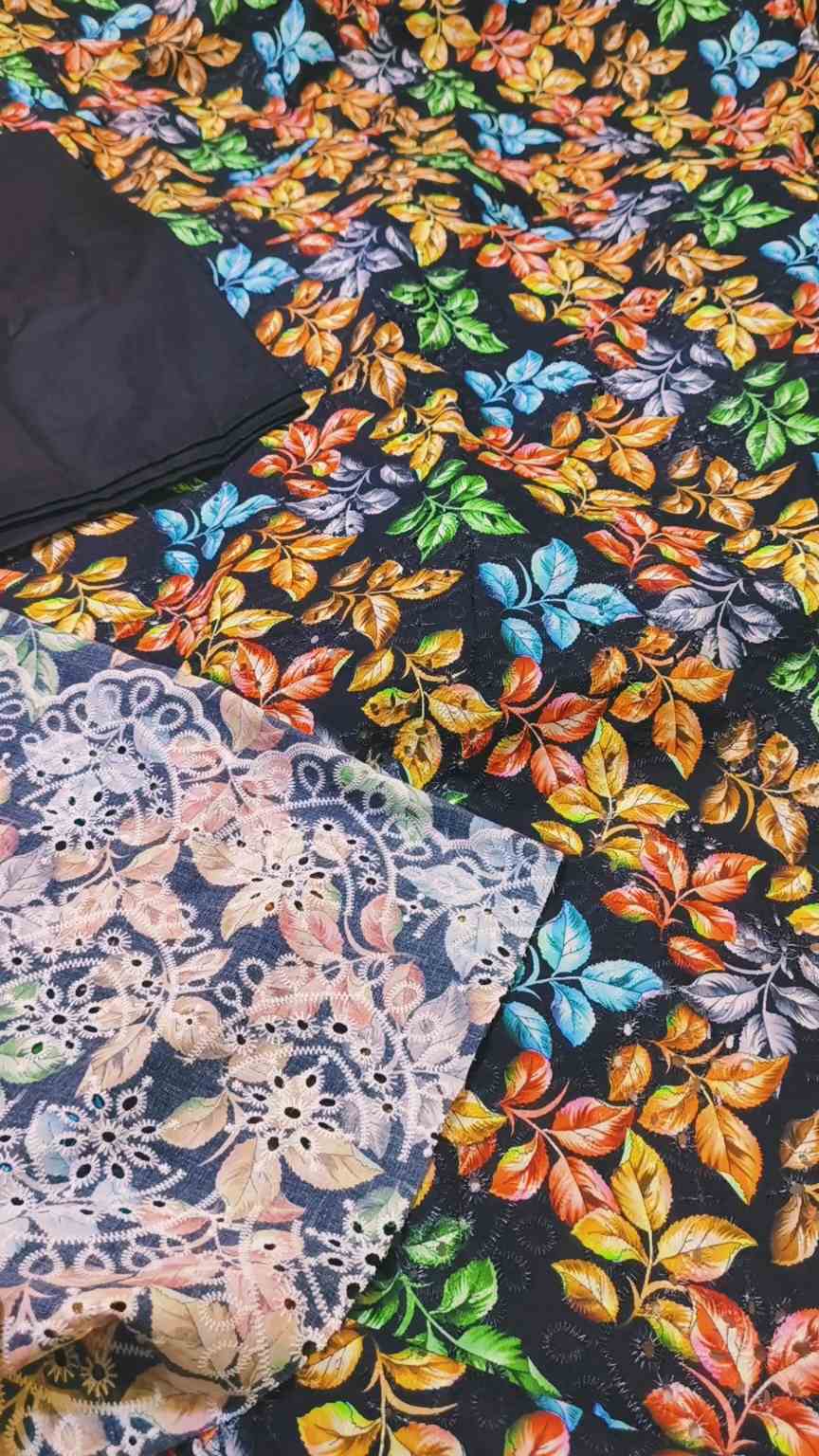M-512  Imported Digital Embroidery Shiffli Full chickenkari Jall shirt & pure summer Lawn Matching Truzer 2pc -