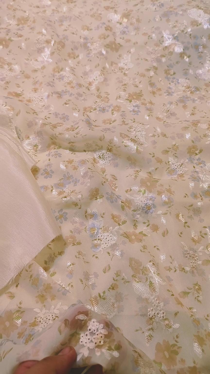 🥳 Sale Sale. M-538  Imported Broshia  Jacquard Bunch in indian Shafon Stuff Same print Shirt & Truzer 2pc