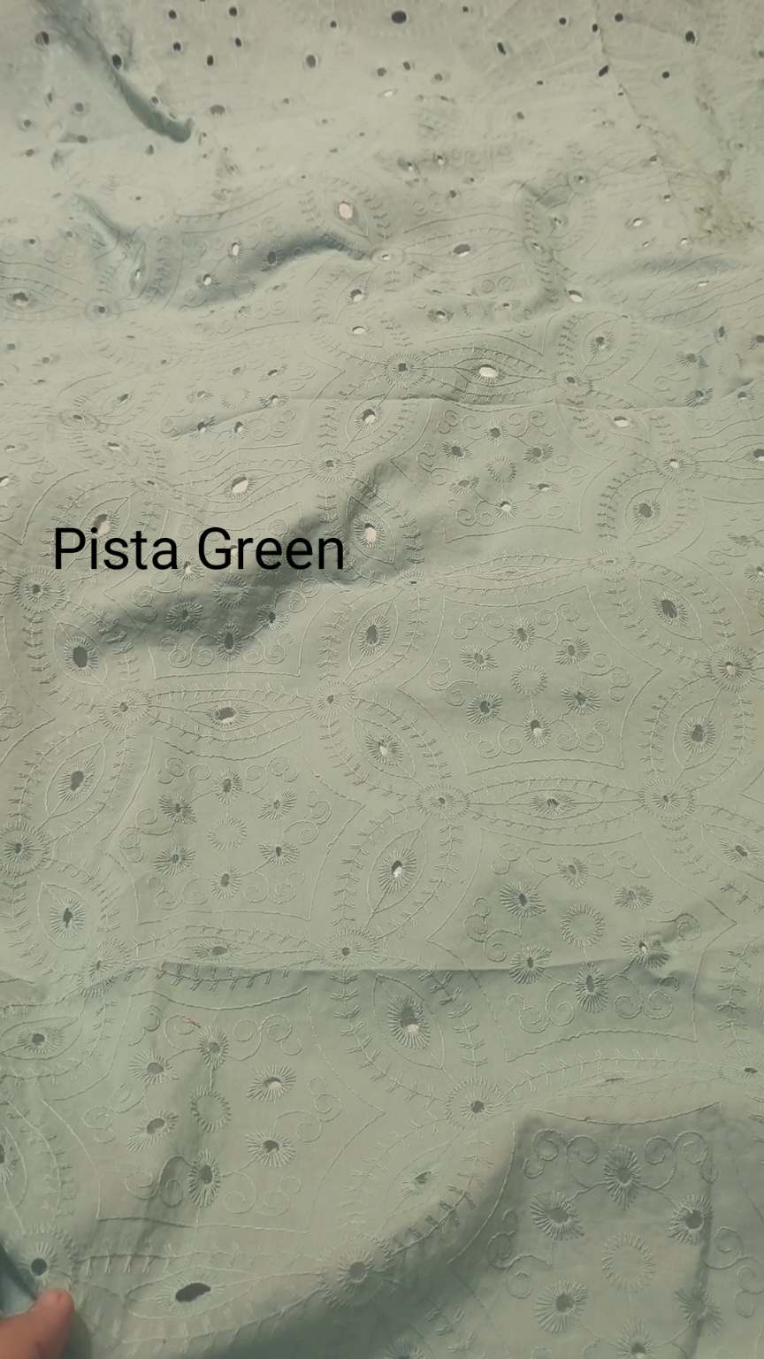 🥳 Sale Sale M-711 Pista Green Imported Shiffli Embroidery ChickenKari Pure Summer ⛱️ Lawn only Shirt