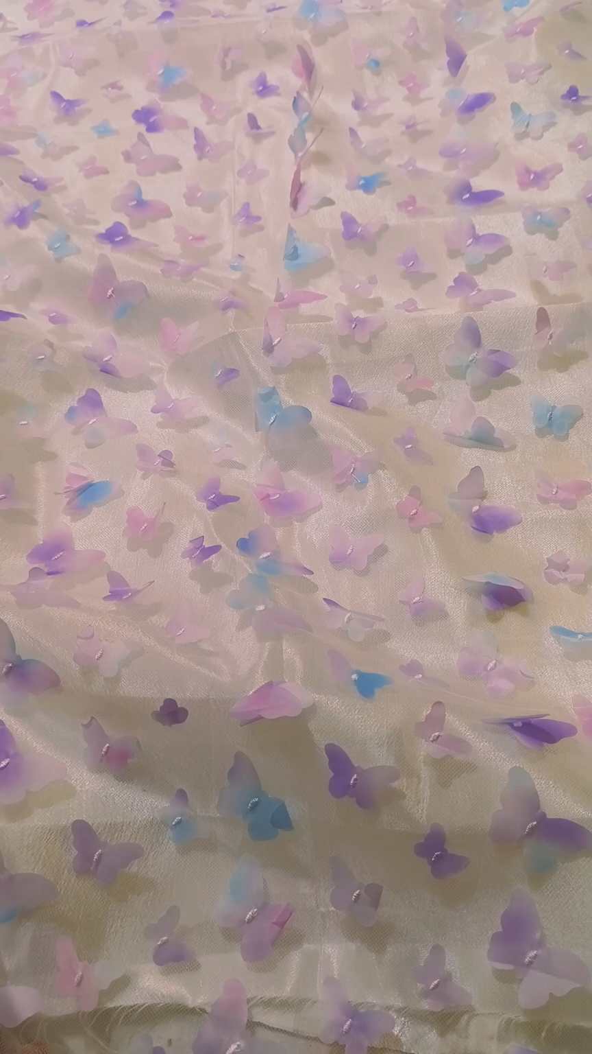 M-841  Imoorted 3-D Fancy Stitch Butterfly In obera net Shirt & Kattan silk inner with Truzer