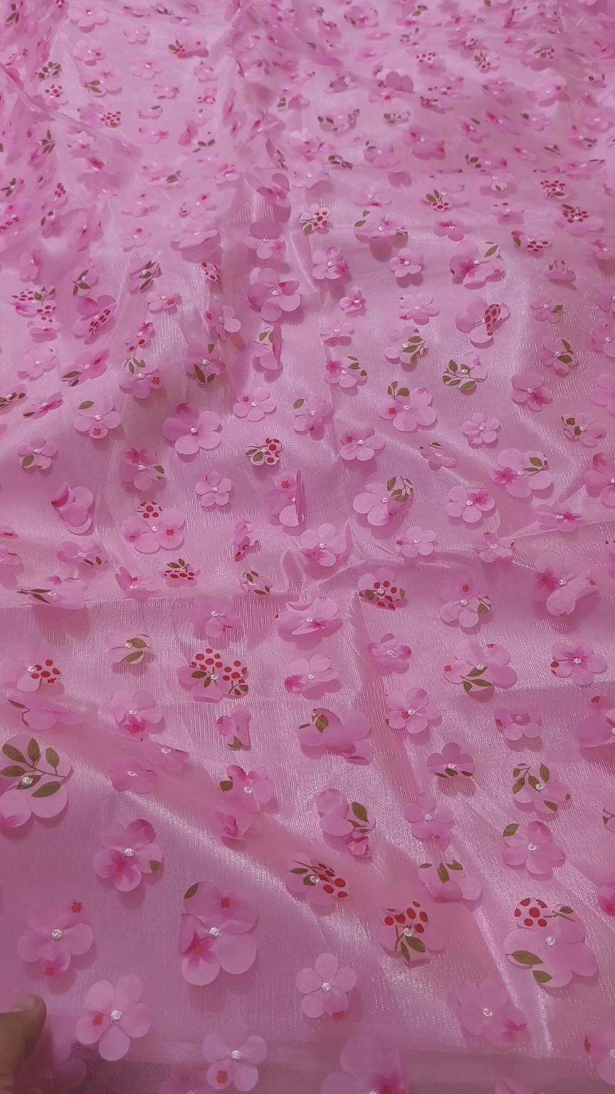 M-954   Imported 3-D Stitch flower In obera net shirt & Kattan silk inner with Truzer