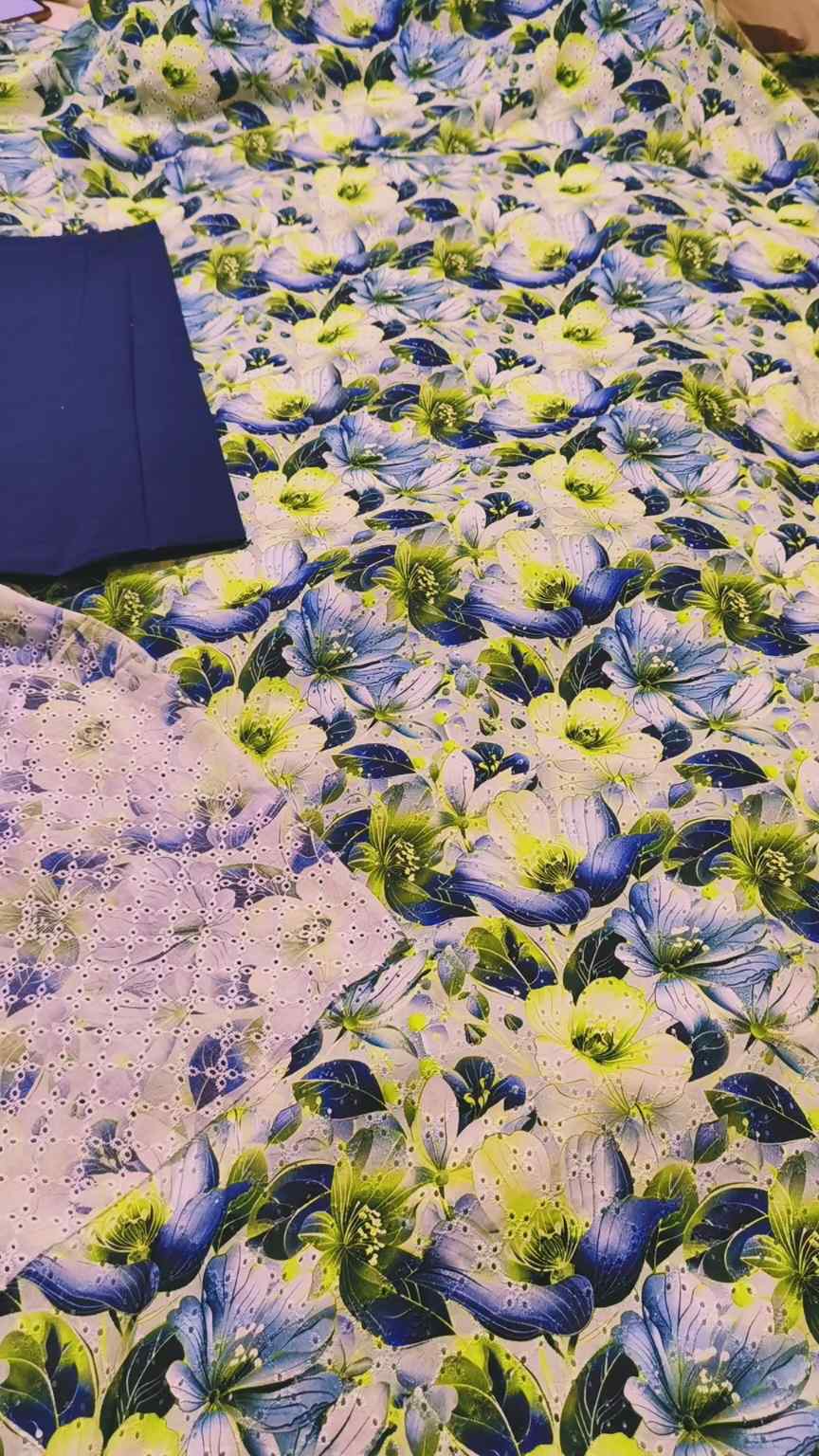 M-1029  Imported Digital Embroidery Shiffli Full chickenkari Jall shirt & pure summer Lawn Matching Truzer 2pc