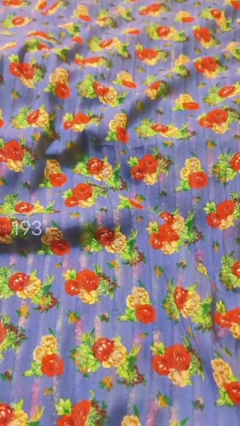 🤩 Sale Sale : M-193  (2pc) Imported Digital Korean Georgette (Roll main Cutting k last main jo suit bachta hai Jin ka weight 100kg se kam hoga un ka bane ga es liye noqsan main dy rha hain