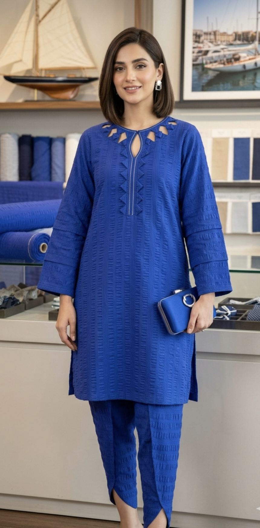 🥳 Sale Sale M-330  Rs.1250 Imported Unique Summer Silky Bubble Lawn Same print Shirt & Truzer 2pc