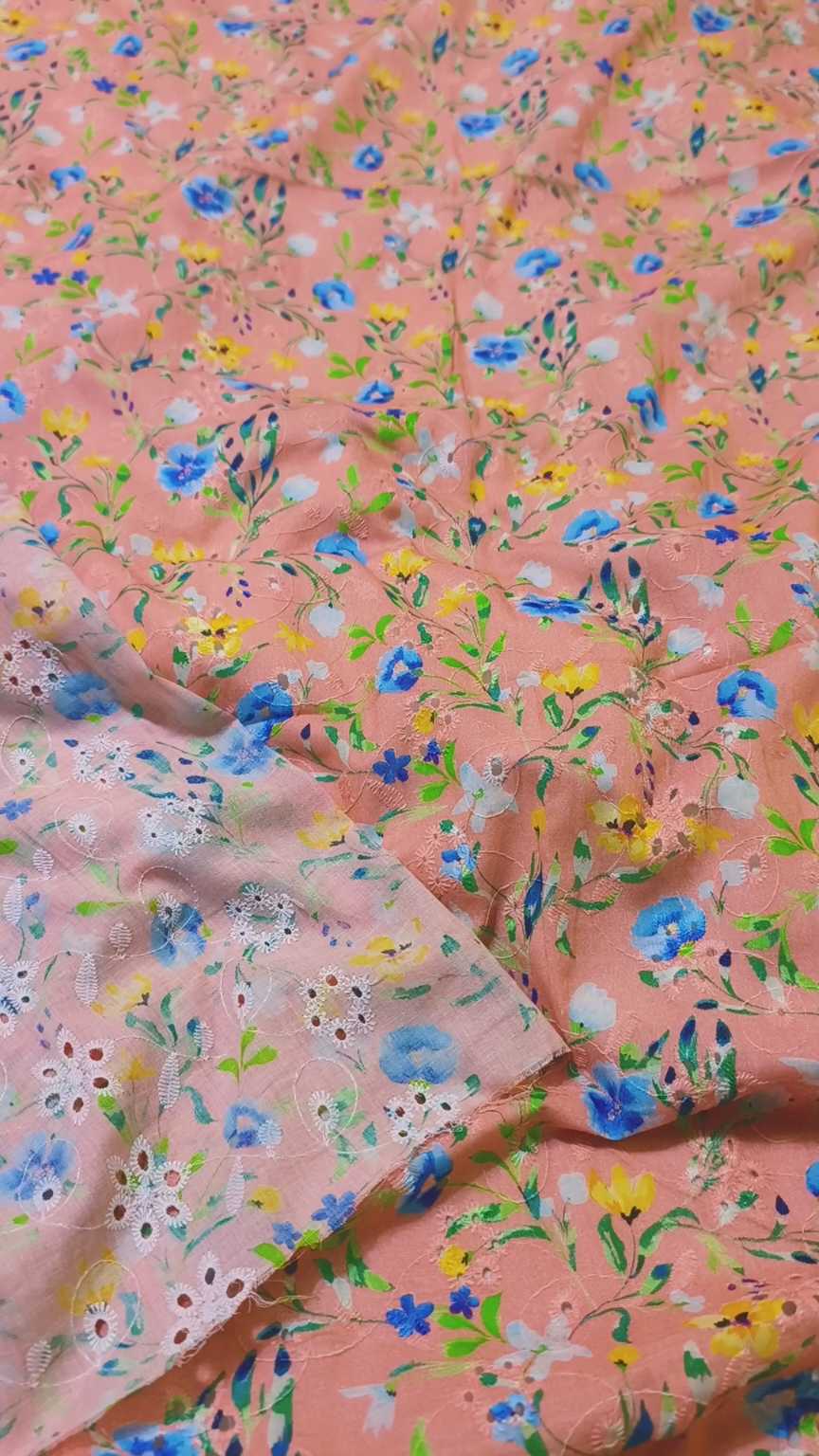 🥳 Sale Sale M-417. Rs.1390   Imported Shiffli ChickenKari Embroidery Print Pure Summer 🏝️ Soft Lawn Shirt