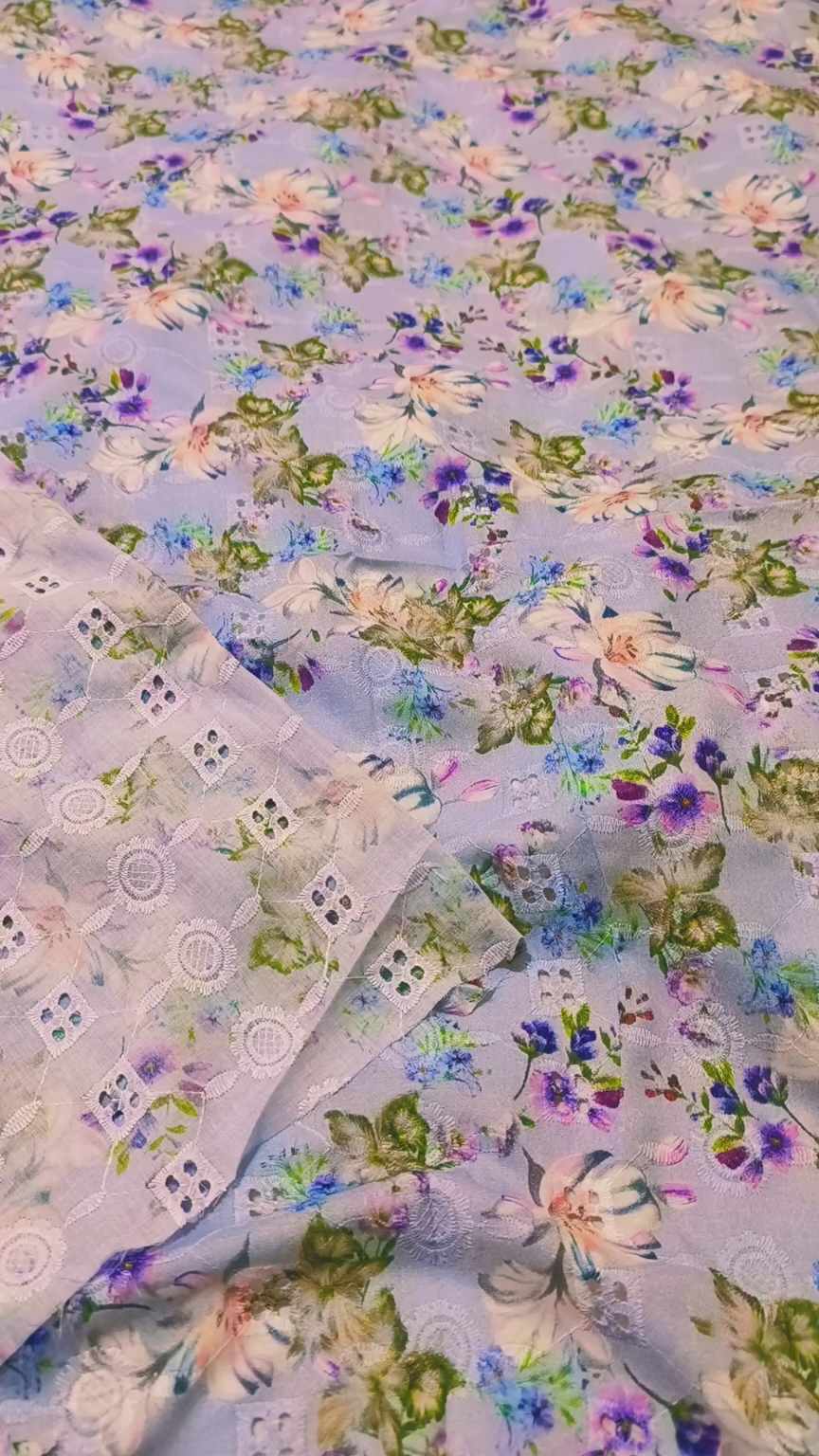 🥳 Sale Sale M-413 Rs.1390 Imported Shiffli ChickenKari Embroidery Print Pure Summer 🏝️ Soft Lawn Shirt