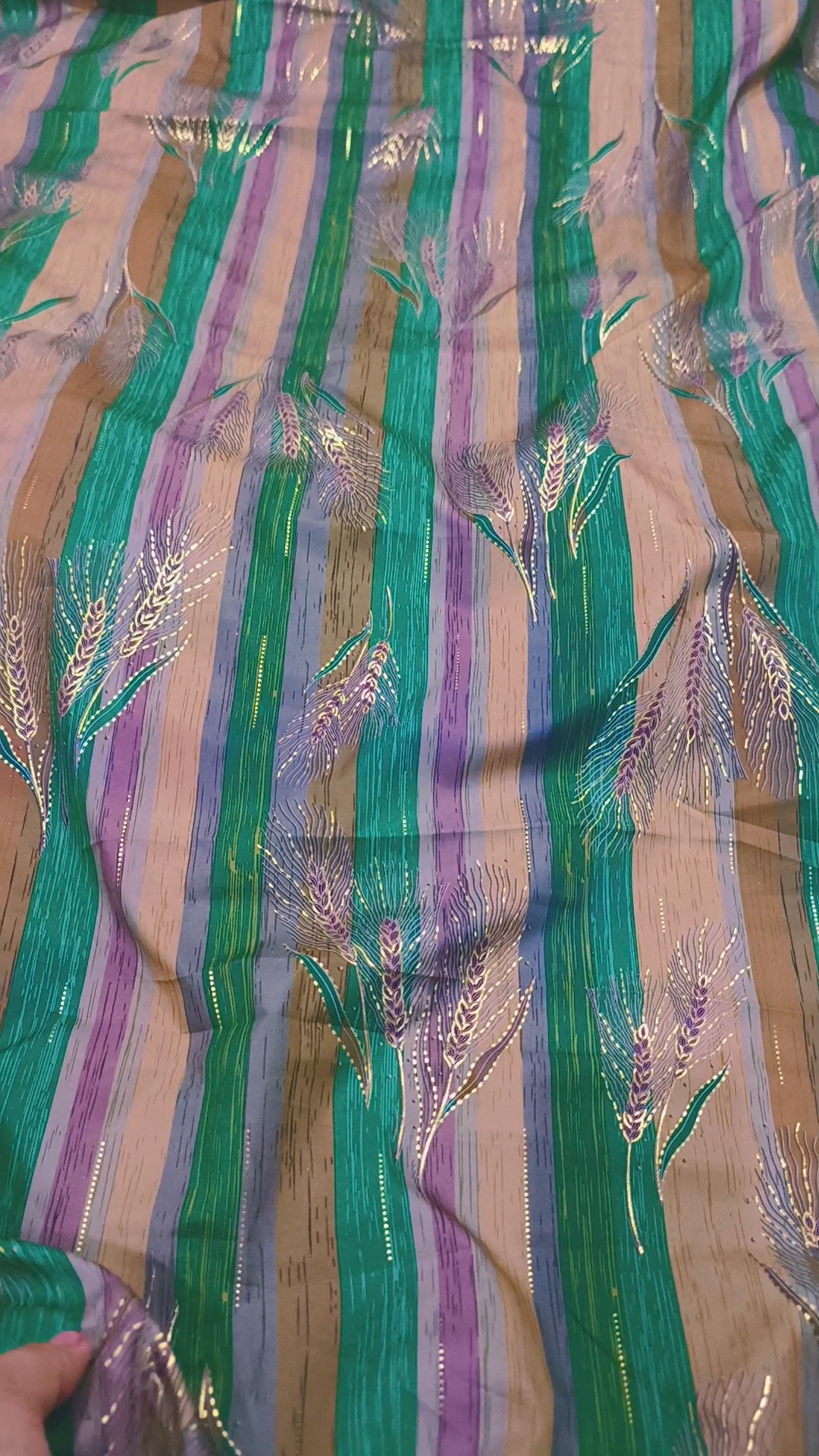 🥳 Sale Sale M-436  Rs.1390  Imported Embossed Gold Lekar paint (Lawn+ Silk) Mix Summer voil Silk Stuff Same print Shirt & Trouser 2pc