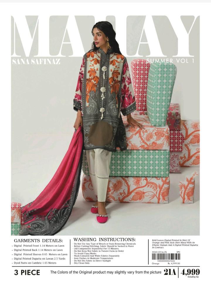 Sale Sale M-5009. Rs.2390  Branded (Sana Safinaz) 3 Pc Lawn suit with packing