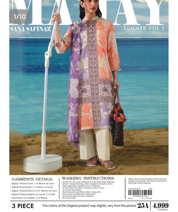 Sale Sale M-5008. Rs.2390  Branded (Sana Safinaz)3 Pc Lawn suit with packing