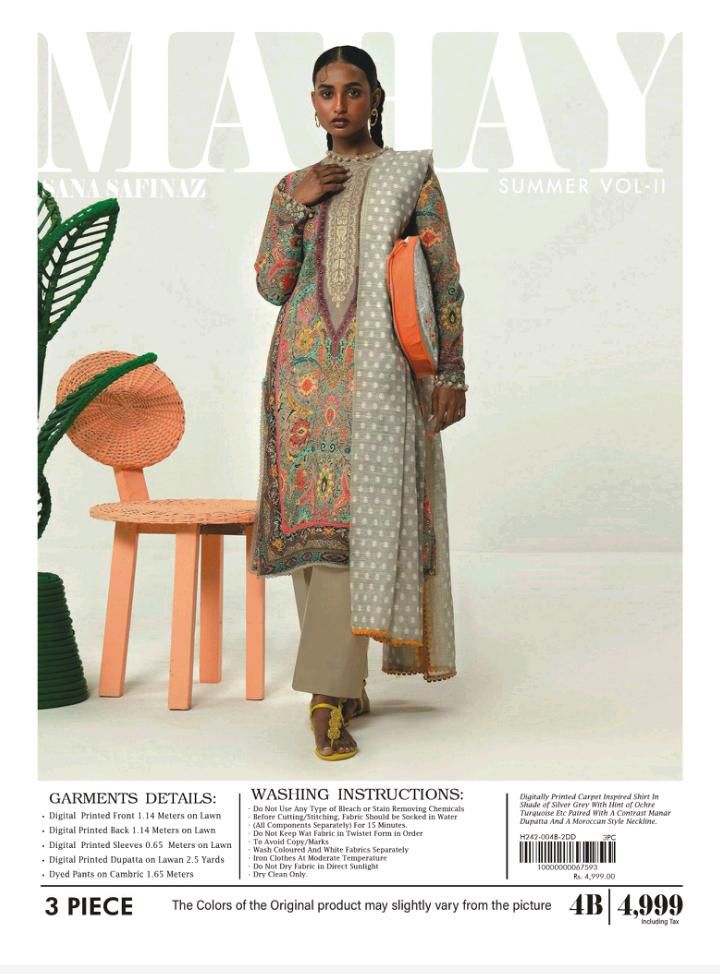 Sale Sale M-5003  Rs.2390  Branded (Sana Safinaz) 3 Pc Lawn suit with packing