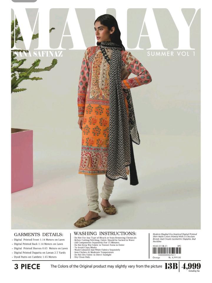 Sale Sale M-5001  Rs.2390  Branded (Sana Safinaz) 3 Pc Lawn suit with packing