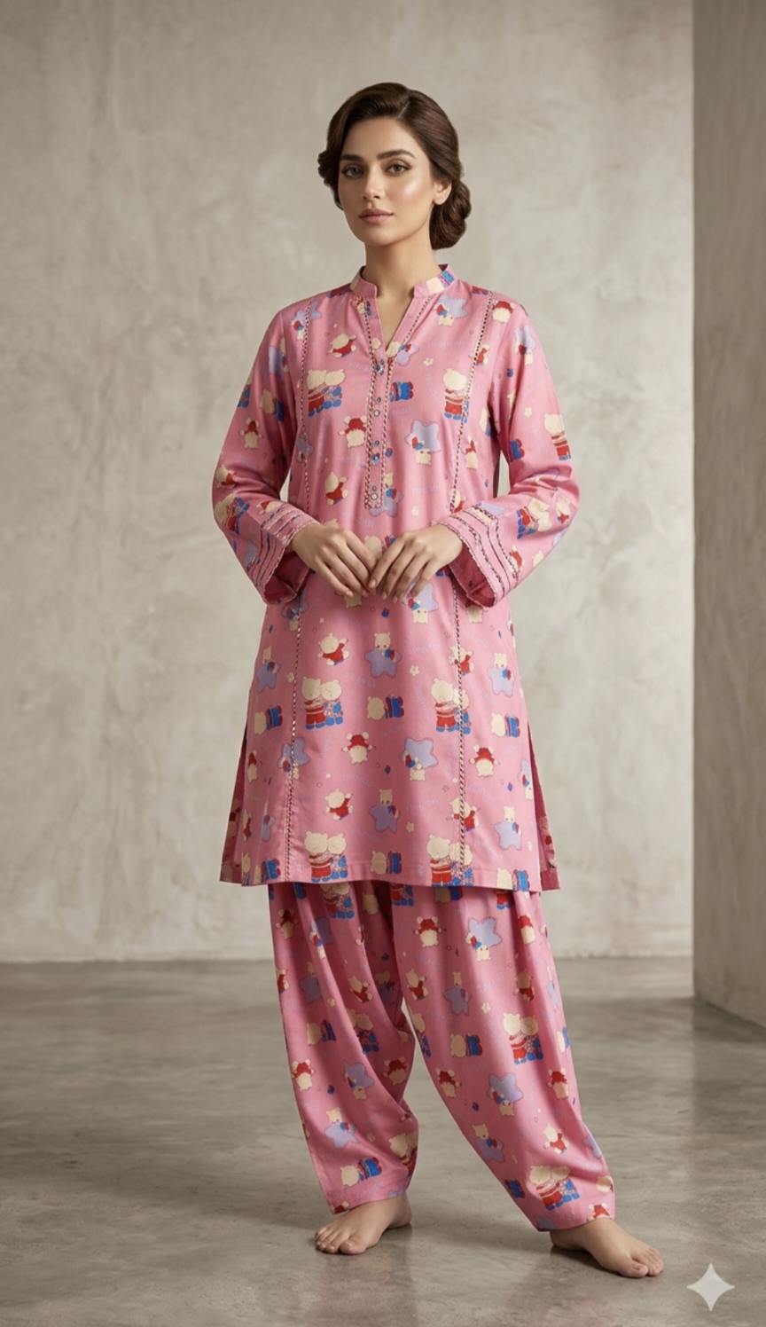 🥳 Big Sale M-472  Rs.1250 Imported Franky Design Cotton Stuff  Same print Shirt & Truzer 2pc