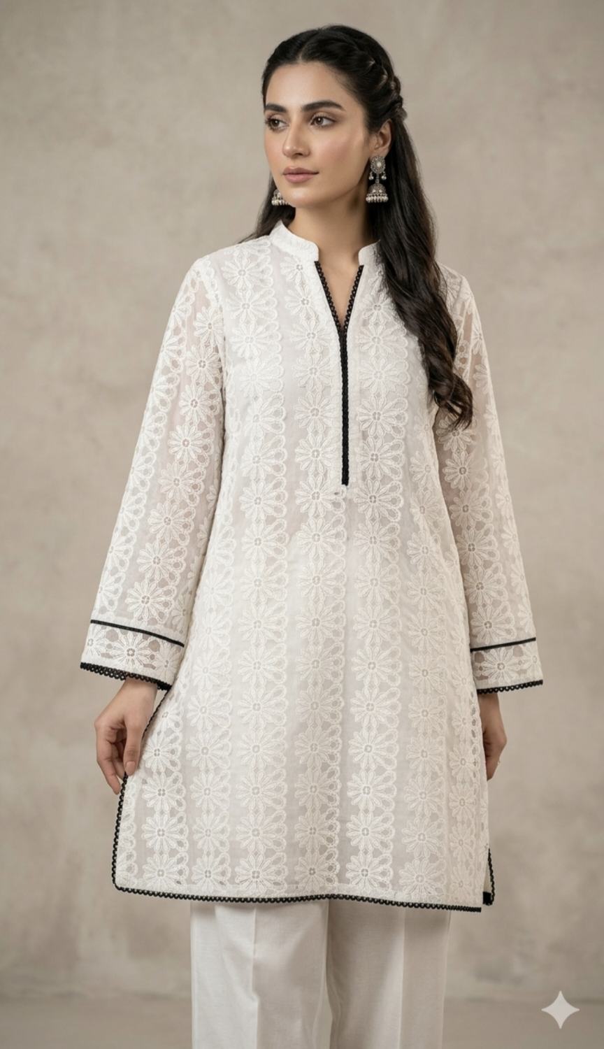 🥳 Sale Sale M-483. Rs.1150 Imported 3-D ChickenKari Embroidery in Hi quality tissue Organza Shirt
