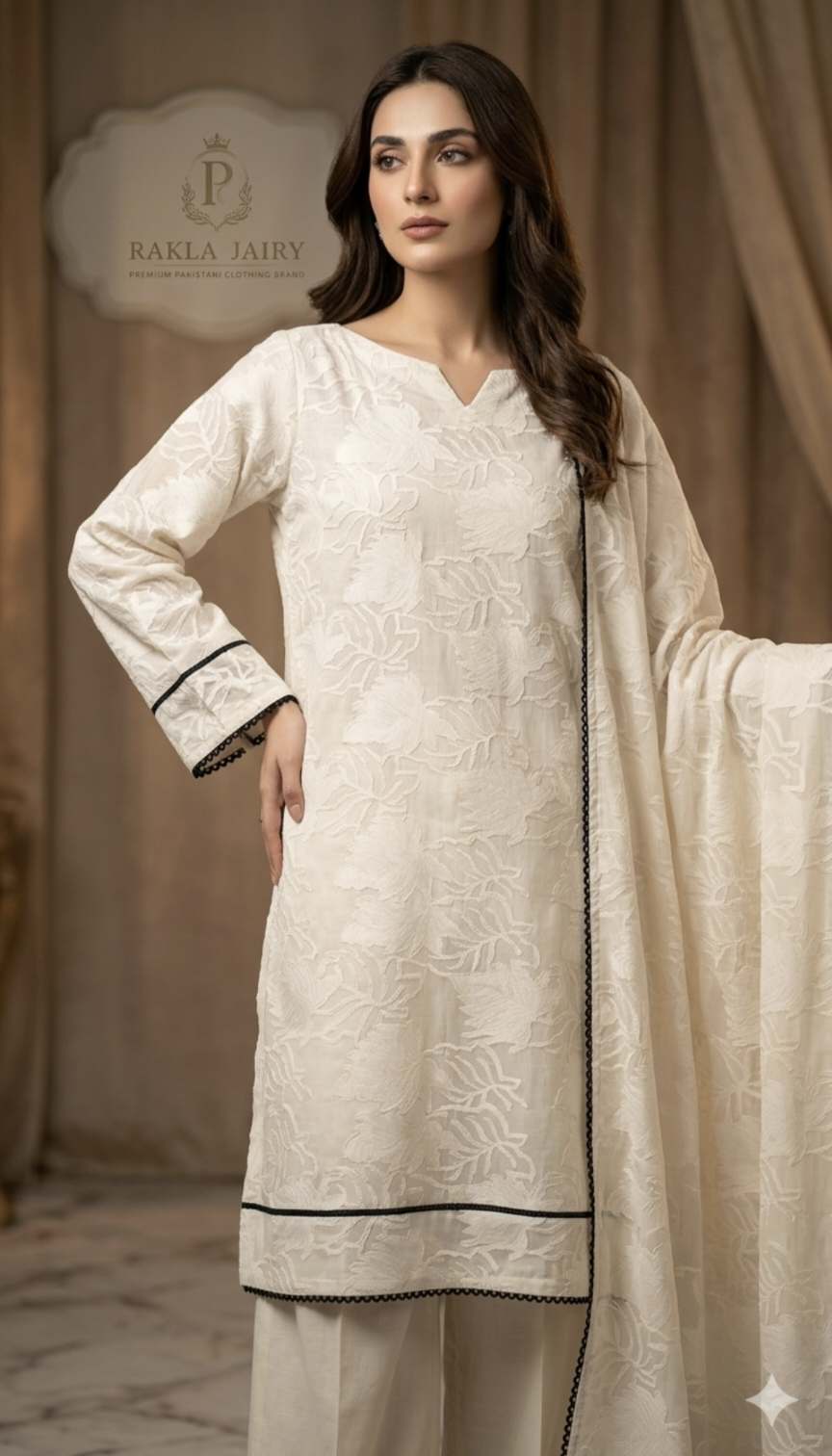 🥳 Sale Sale M-481. Rs.1150 Imported Jacquard  Pannel In Summer Silky Lawn Shirt