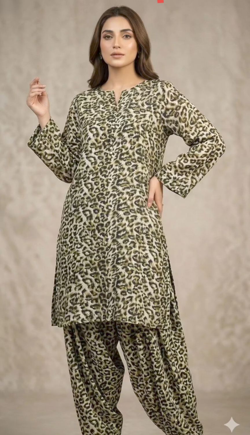 🥳Sale Sale M-509  Rs.1190 Imported Light Weight Tiger Print Summer Silky Lawn Same print Shirt & Truzer 2pc