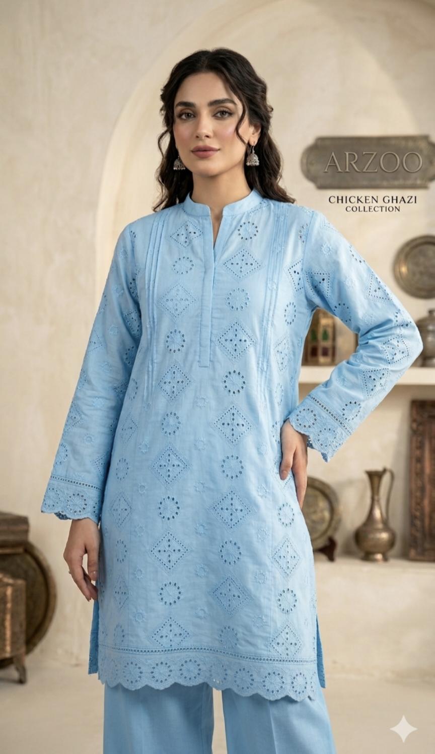 🥳 Sale Sale M-499  Rs.1550 Imported Shiffli ChickenKari Embroidery Pure  Summer 🏝️ Lawn Shirt