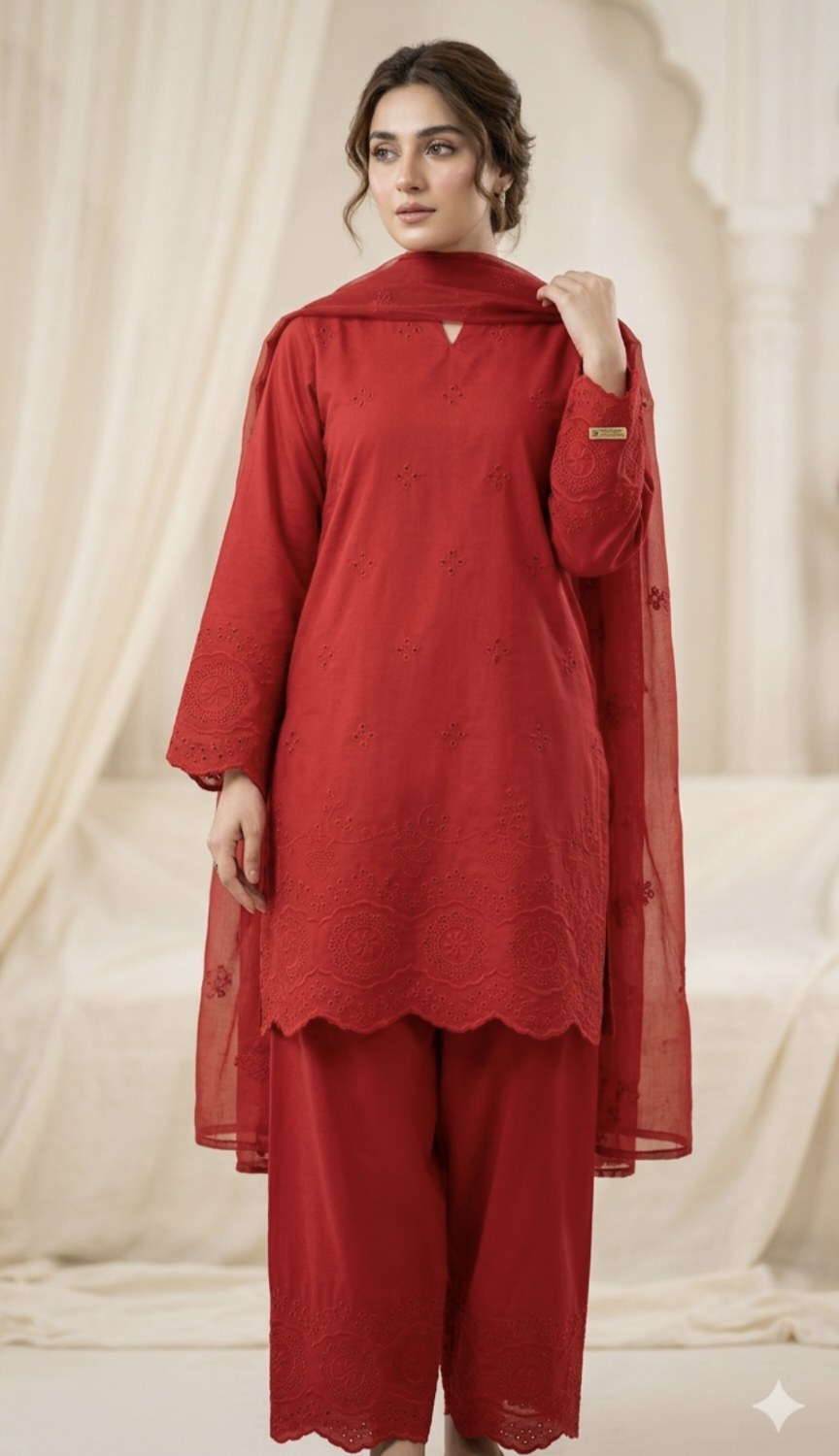 🥳 Sale Sale M-597  Rs.1550 Imported 3-D Shiffli ChickenKari Embroidery Pure Summer 🏝️ Lawn Shirt -