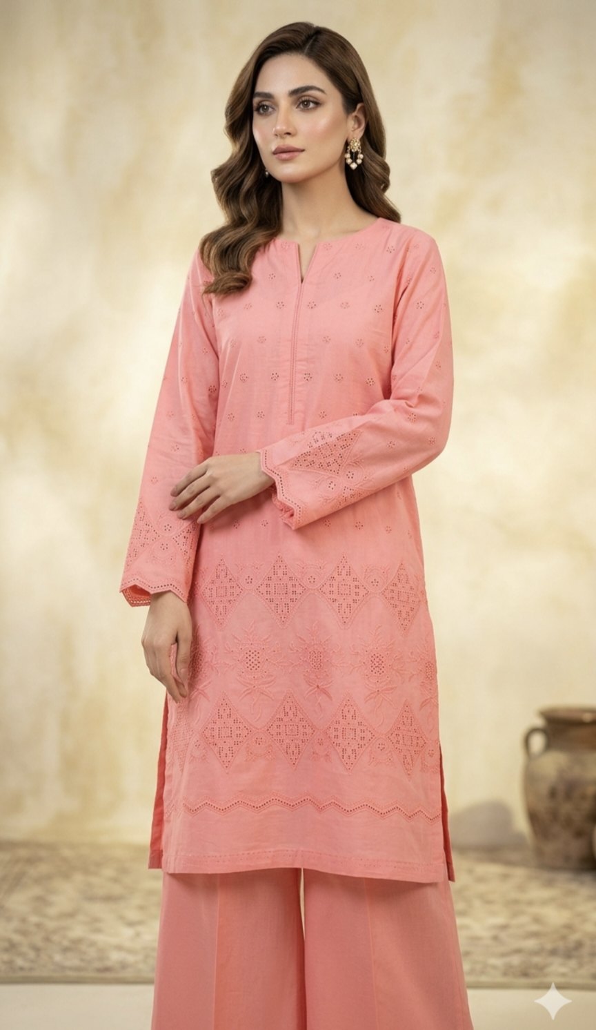 🥳 Sale Sale M-595  Rs.1550 Imported 3-D Shiffli ChickenKari Embroidery Pure Summer 🏝️ Lawn Shirt -