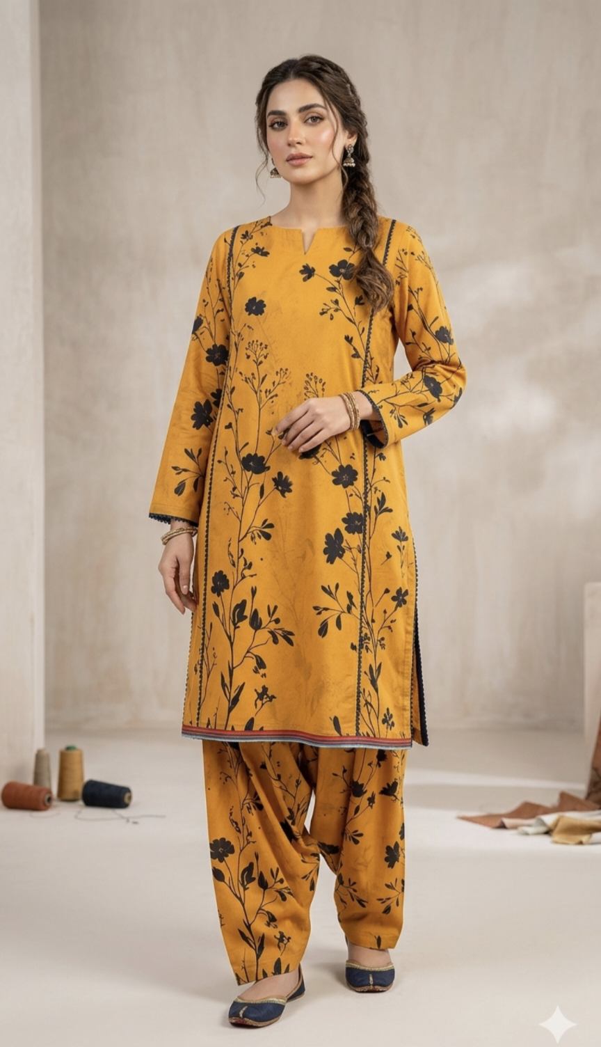 🥳 New Arrivals M-586. Rs.1550  Imported Digital border design Pure Summer ⛱️ Lawn Same print Shirt & Truzer 2pc