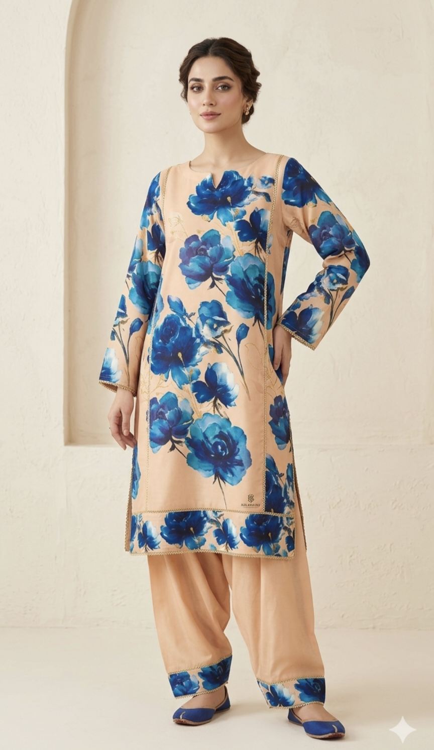 🥳 New Arrivals M-585. Rs.1550  Imported Digital border design Pure Summer ⛱️ Lawn Same print Shirt & Truzer 2pc