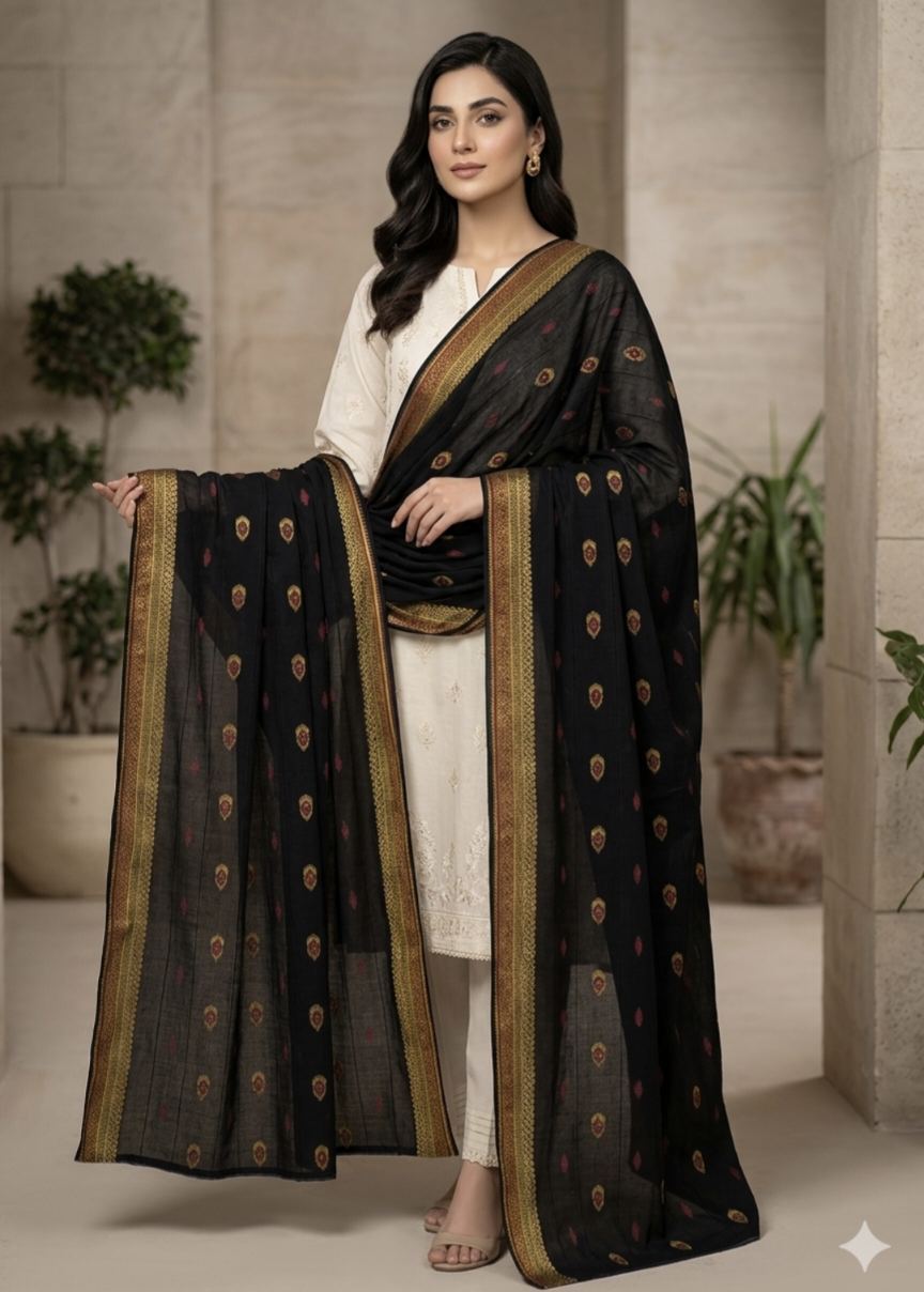 🥳 Sale Sale M-569  Rs.1290 (Dc Free) Tarkashi Broshia Jacquard High quality Lawn Chadder (2.5 Meter)