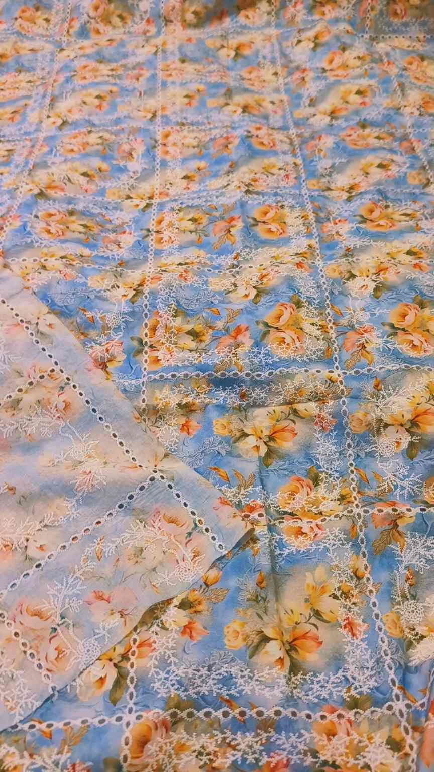 🥳 Sale Sale M-619   Rs.1990  Imported Hi quality 3-D Shiffli ChickenKari Embroidery Pure Summer 🏝️ Lawn Shirt